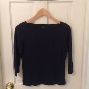 Navy Blue, Boat Neck Blouse